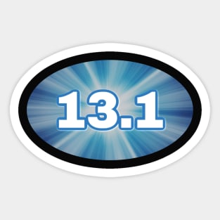 13 1 Half Marathon Blue Radiant Light Burst Sticker